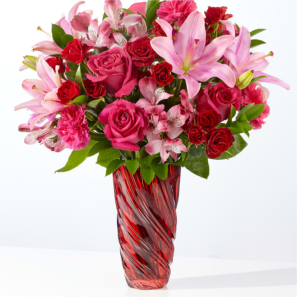 In Love Bouquet with Luxe Swirl Vase – Magnolia Floral Design, Santa Ana CA