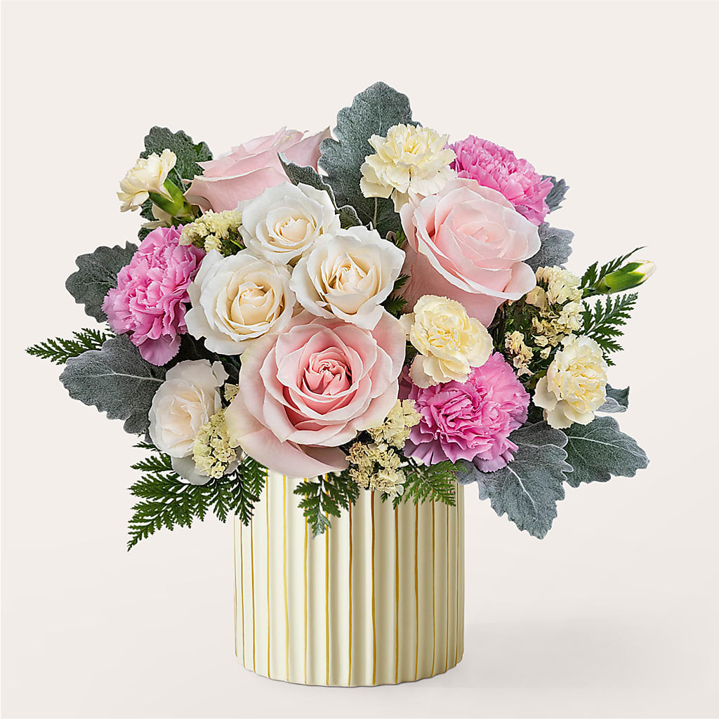 Blissful Moments Bouquet with Ivory Vase – Magnolia Floral Design, Santa Ana CA