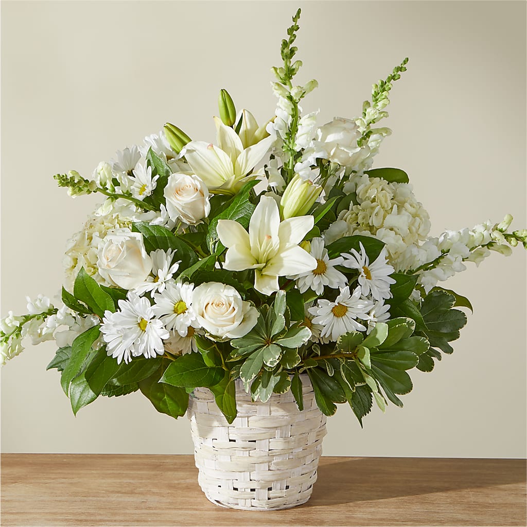Ivory Elegance Floral Basket – Magnolia Floral Design, Santa Ana CA