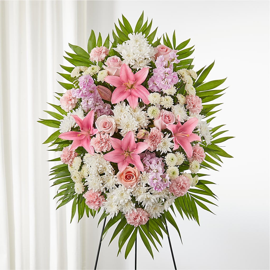 Offering Solace Standing Spray – Magnolia Floral Design, Santa Ana CA