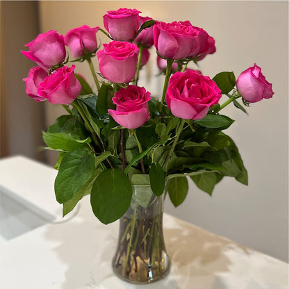 Long Stem Pink Rose Bouquet –  Magnolia Floral Design, Santa Ana CA
