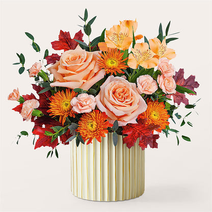 Spiced Latte Bouquet with Ivory Vase –  Magnolia Floral Design, Santa Ana CA