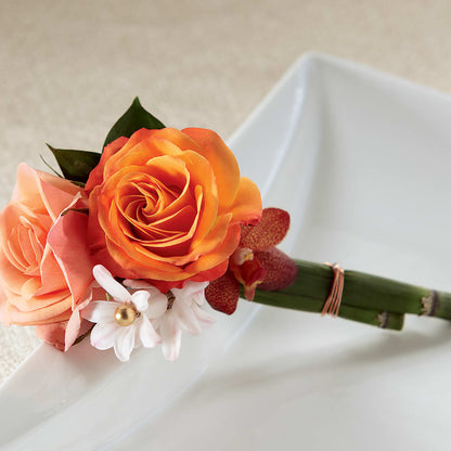 Sunset Dream Boutonniere –  Magnolia Floral Design, Santa Ana CA